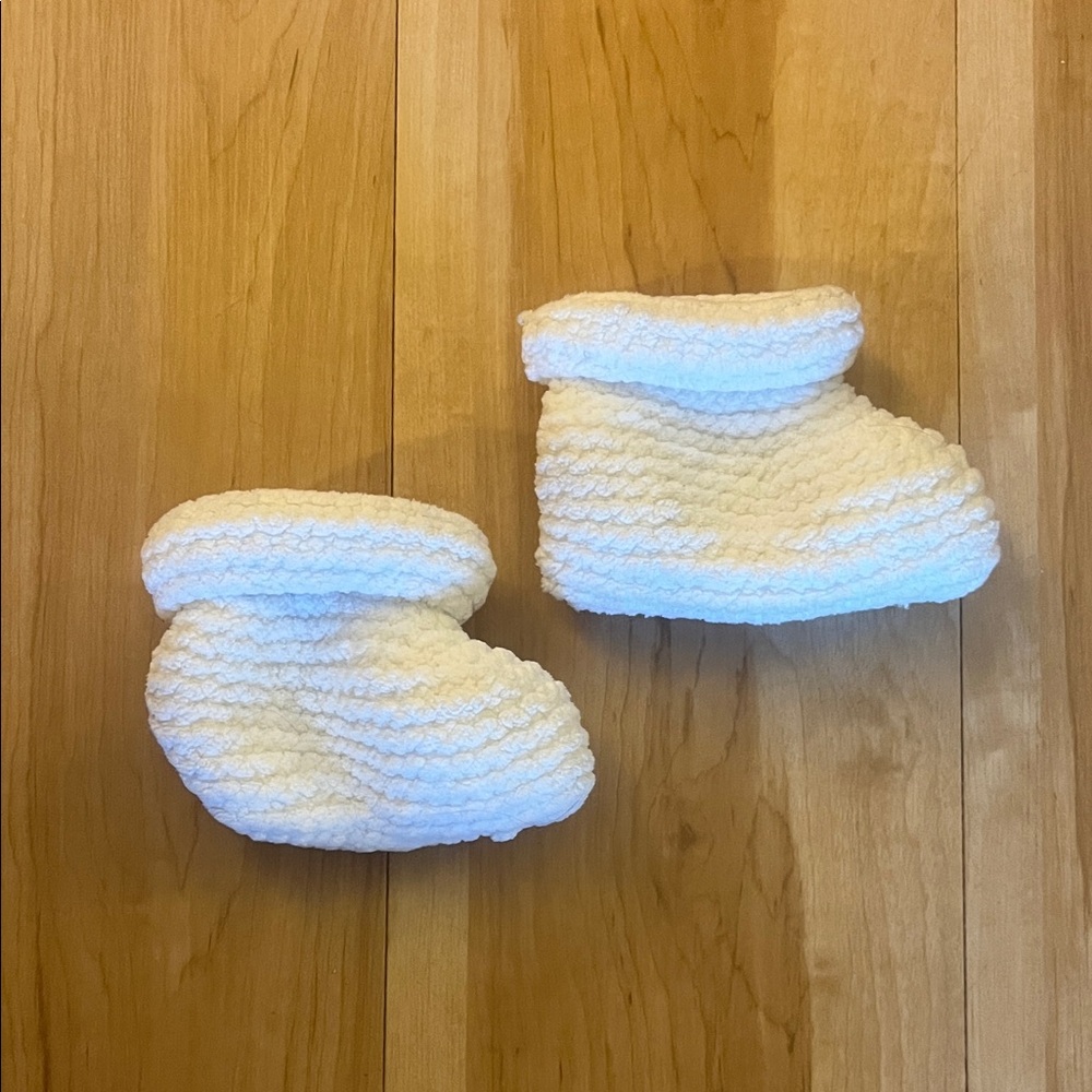 Cozy White Baby Booties